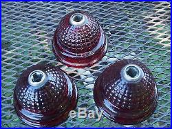 Vintage Gumball Machine Red Glass Dome Top With Punched locks Lot of Three