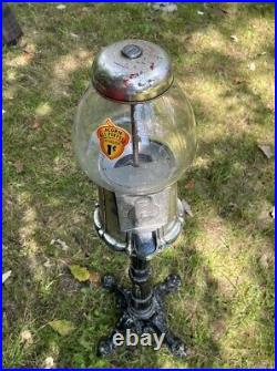 Vintage Gumball Peanut Machine 1 Cent On Stand