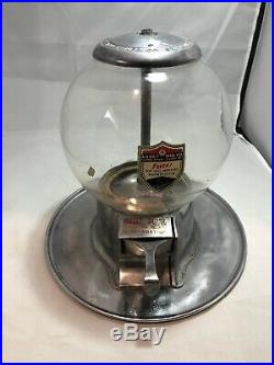 Vintage Gumball Vending Machine 5 Cent Gum Ball / Peanut Glass Globe Abbey MFG