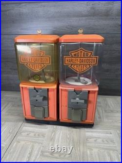 Vintage Harley Davidson Double Gumball Machine 25 Cent Riding Antique Working