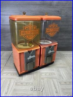 Vintage Harley Davidson Double Gumball Machine 25 Cent Riding Antique Working