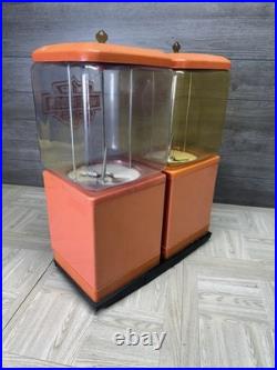 Vintage Harley Davidson Double Gumball Machine 25 Cent Riding Antique Working