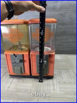 Vintage Harley Davidson Double Gumball Machine 25 Cent Riding Antique Working