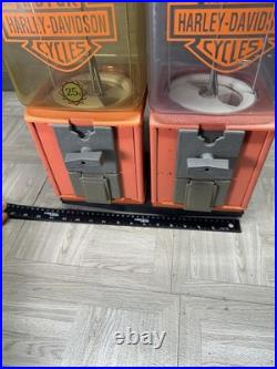 Vintage Harley Davidson Double Gumball Machine 25 Cent Riding Antique Working