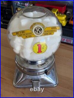 Vintage Hart One Cent Gumball Vending Machine Kiwanis Label Original Condition