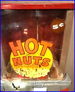 Vintage Hot Nuts 5 cent Heated Vending Machine with Stand Electric Coast Vending