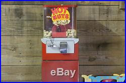 Vintage Hot Nuts Peanut Vending Machine with Red Light, Coin Operated Arcade