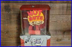 Vintage Hot Nuts Peanut Vending Machine with Red Light, Coin Operated Arcade