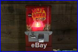 Vintage Hot Nuts Peanut Vending Machine with Red Light, Coin Operated Arcade