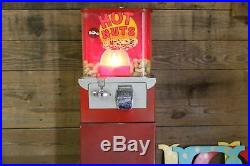 Vintage Hot Nuts Peanut Vending Machine with Red Light, Coin Operated Arcade