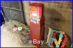 Vintage Hot Nuts Peanut Vending Machine with Red Light, Coin Operated Arcade