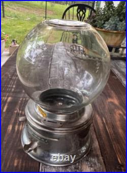 Vintage John Horn Penny 1 Cent Gumball Machine w Glass Globe H&W Machine Company