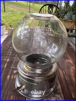Vintage John Horn Penny 1 Cent Gumball Machine w Glass Globe H&W Machine Company