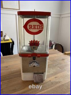Vintage Komet 5 Cent Vending Gumball Peanut Candy Machine With Key Reds Logo