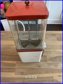 Vintage Komet 5 Cent Vending Gumball Peanut Candy Machine With Key Reds Logo