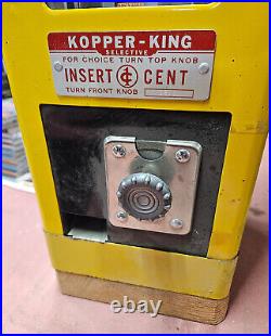 Vintage Kopper King 1 cent tab gum machine vendor, vending machine, coin-op