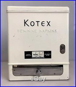 Vintage Kotex Feminine Napkin Embossed Coin Vending Machine Dispenser 1961