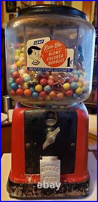 Vintage Leaf Rain-Blo Bubble Gum Machine with Gum & Prizes 15 x 7 1952