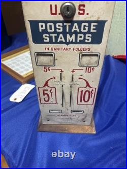 Vintage Metal US Mail Postage Stamps Vending Machine Dispenser 5&10 Cent Stamps