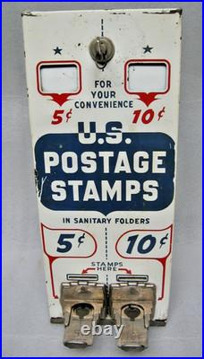 Vintage Metal US Mail Postage Stamps Vending Machine Dispenser 5&10 Cent Stamps