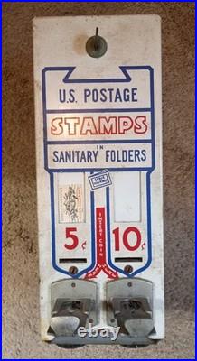Vintage Metal US Mail Postage Stamps Vending Machine Dispenser 5&10 Cent Stamps