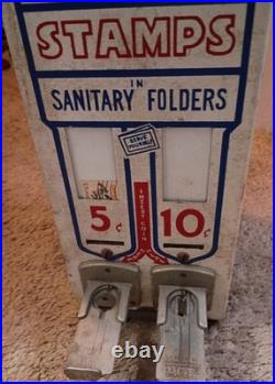 Vintage Metal US Mail Postage Stamps Vending Machine Dispenser 5&10 Cent Stamps