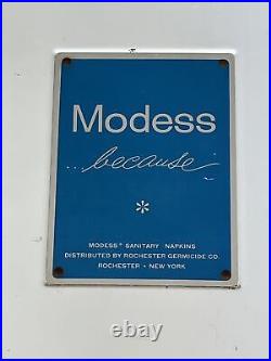 Vintage Modess Sanitary Napkin Tampon Gas Station Vending Machine Coin Op Sign