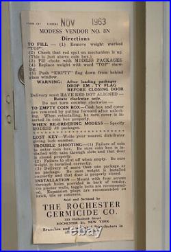 Vintage Modess Vending Machine Sanitary Pad Dispenser Coin Op 10c 1963 WithKeys