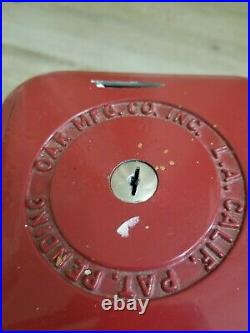 Vintage Nickel 5 Cent Oak Mfg Co Red Metal Gumball Machine