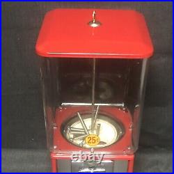 Vintage Northwestern 25 Cent Morris Illinois Gumball Machine Red with Key USA