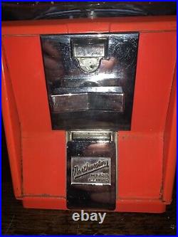 Vintage Northwestern Gumball Machine Glass/Metal Model 60 Accepts Dimes