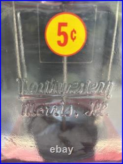Vintage Northwestern Vending 5 Cent Gumball Bubble Gum Machine TESTED W Key