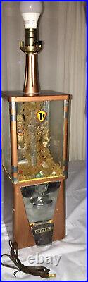 Vintage OAK ACORN ONE (1) CENT GUMBALL Machine Candy Diorama Table Lamp Light