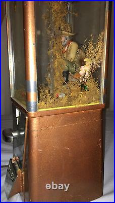 Vintage OAK ACORN ONE (1) CENT GUMBALL Machine Candy Diorama Table Lamp Light