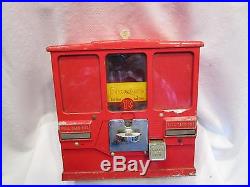 Vintage OAK PREMIERE 1 Cent Gum ball & Baseball Card Vending Machine WORKS