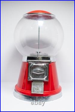 Vintage OK Manufacturing Road Runner Spiral Gumball Machine Red/Chrome