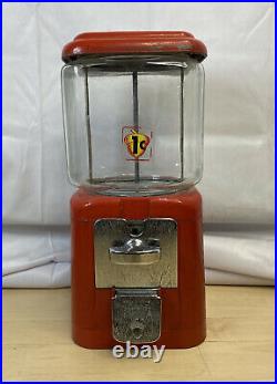 Vintage Oak Acorn 1 cent Glass Globe Gumball Candy Nut vending machine 1950s