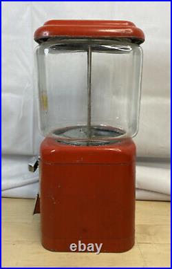 Vintage Oak Acorn 1 cent Glass Globe Gumball Candy Nut vending machine 1950s