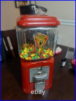 Vintage Oak Acorn Gumball Machine 5¢ All-Purpose Vendor Glass Globe c. 1951-1952