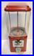 Vintage Oak Acorn One Cent Red Gumball Candy Vending Machine No Key