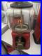 Vintage Oak Acorn One Cent Red Gumball Candy Vending Machine No Key