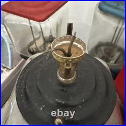 Vintage Oak Acorn One Cent Red Gumball Candy Vending Machine No Key