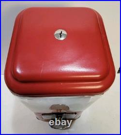 Vintage Oak Acorn One Cent Red Gumball Candy Vending Machine No Key