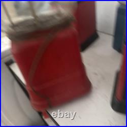 Vintage Oak Acorn One Cent Red Gumball Candy Vending Machine No Key