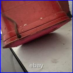 Vintage Oak Acorn One Cent Red Gumball Candy Vending Machine No Key