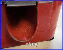 Vintage Oak Acorn One Cent Red Gumball Candy Vending Machine No Key