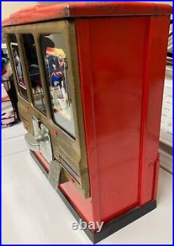 Vintage Oak Premiere Baseball Gum & Card Vendor Machine GOLD FRONT NO KEYS WORKS