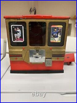 Vintage Oak Premiere Baseball Gum & Card Vendor Machine GOLD FRONT NO KEYS WORKS