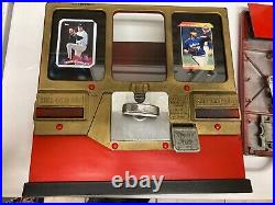 Vintage Oak Premiere Baseball Gum & Card Vendor Machine GOLD FRONT NO KEYS WORKS