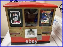 Vintage Oak Premiere Baseball Gum & Card Vendor Machine GOLD FRONT NO KEYS WORKS